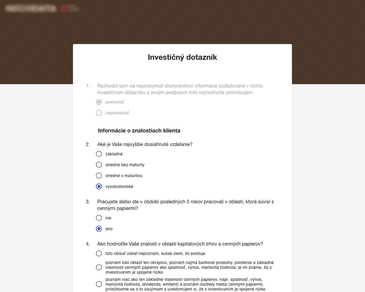 Investment Questionnaire